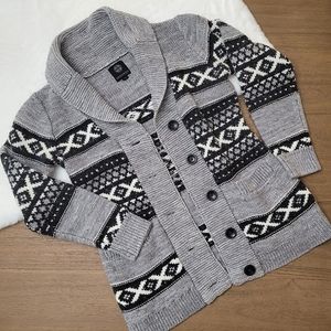 Thick Knit Cardigan (Medium) Grey & Black Pattern
